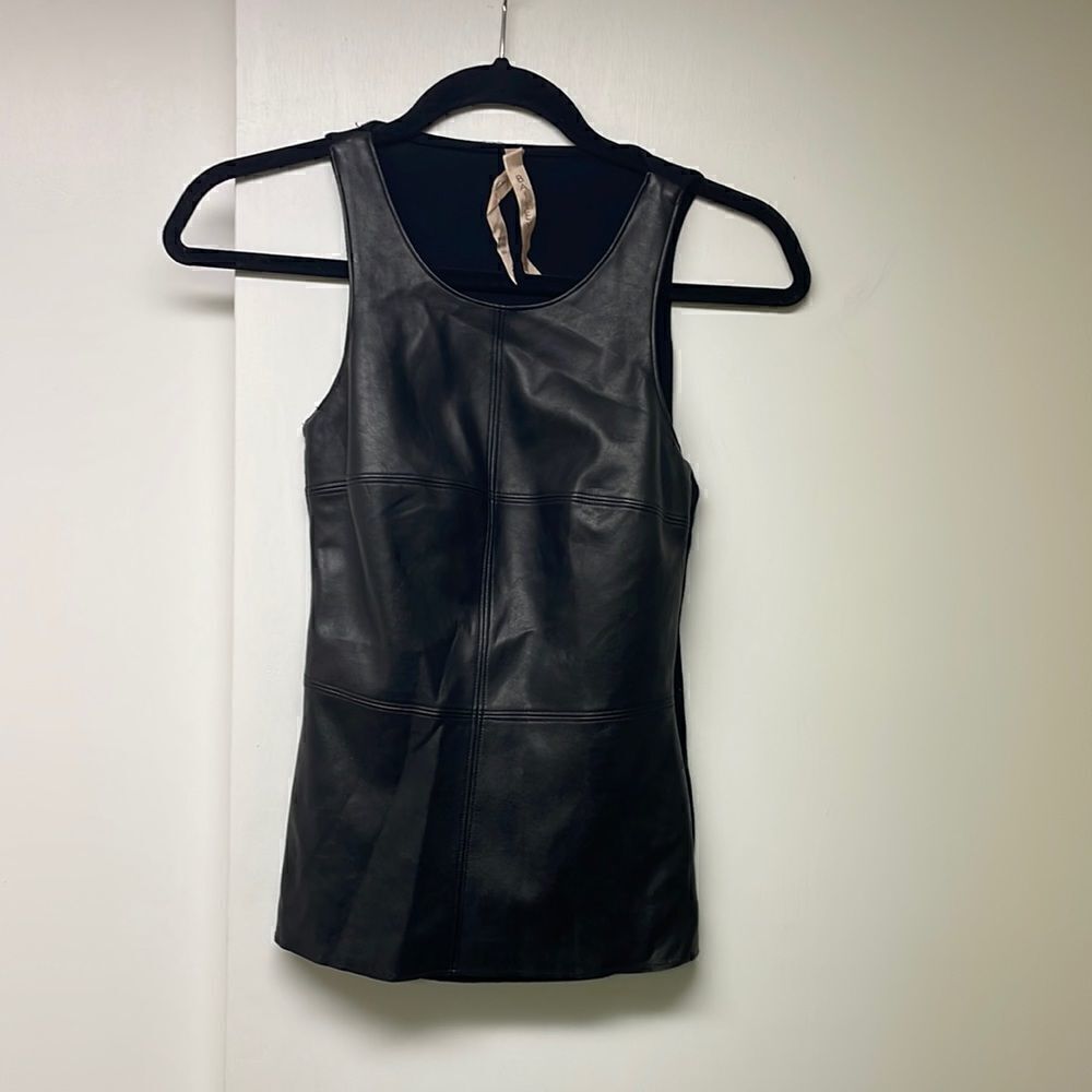 Bailey 44 Black Pleather Tank, Size XS